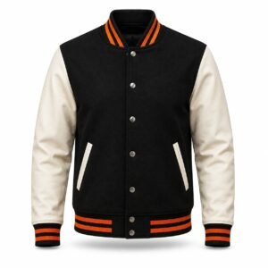 Custom Varsity Jacket – Black & Cream Edition
